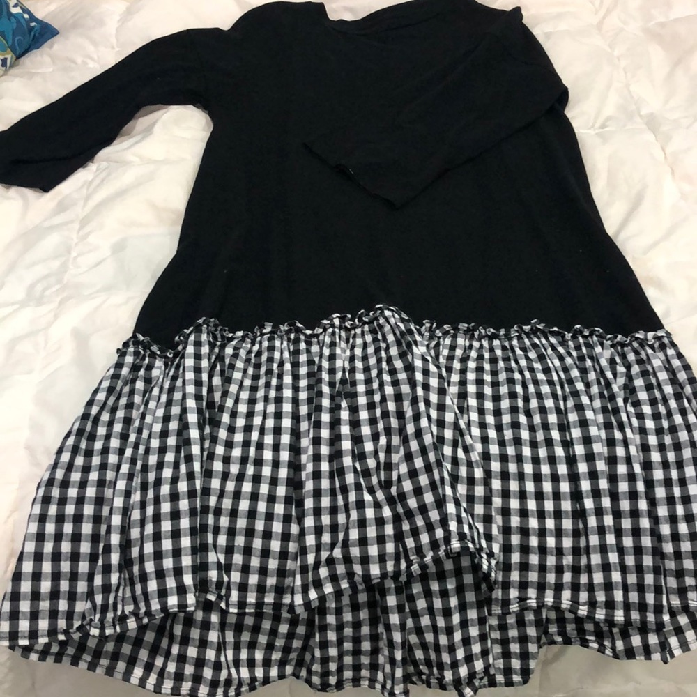 Black and white checkered knee length dress